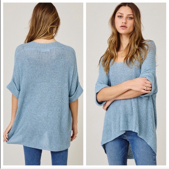 💥 Blue Knit Sweater With Front Pocket - Picture 2 of 2